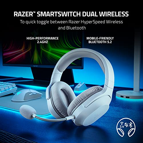 Razer Barracuda X Wireless Gaming and Mobile Headset (PC, Playstation, Switch, Android, iOS): 2022 Model - 2.4GHz Wireless + Bluetooth - Lightweight 250g - 40mm Drivers - 50 Hr Battery - Mercury White