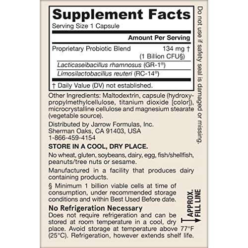 Jarrow Formulas Fem-Dophilus - 1 Billion CFU Per Serving - 2 Clinically Studied Strains - Women’s Probiotic Supplement - Urinary Tract Health and Vaginal Health - Up to 30 Servings (Packaging May Vary)