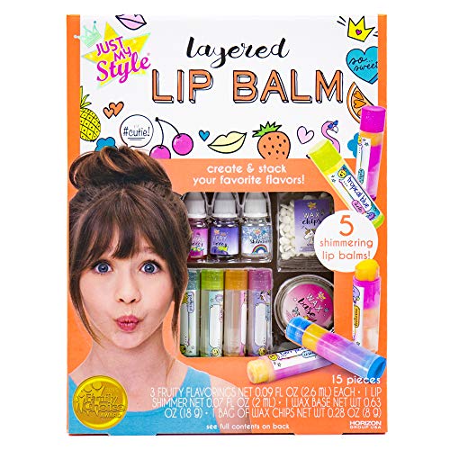 Just My Style Layered Lip Balm by Horizon Group USA, DIY 5 Shimmering Lip Balms, Mix Fruity Flavors To Make Your Own Unique Lip Balm. Strawberry, Tropical Fruit and Very Berry