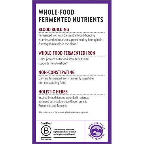 Iron Supplement, New Chapter Fermented Iron Complex with Organic Whole-Food Ingredients + One Daily Non-Constipating Dose- 60 Count (Pack of 1), 2 Month Supply