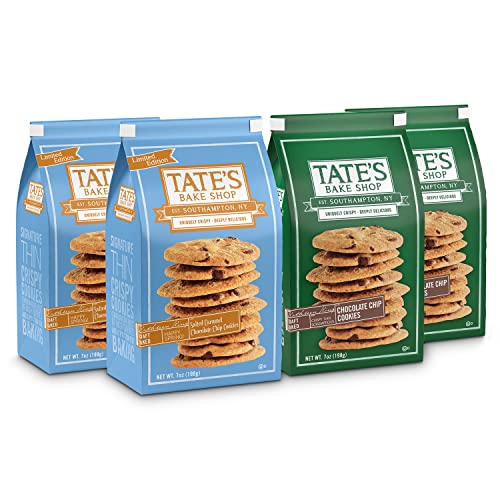 Tate's Bake Shop Cookies Variety Pack, Salted Caramel Chocolate Chip and Chocolate Chip Cookies, 4-7 oz Bags