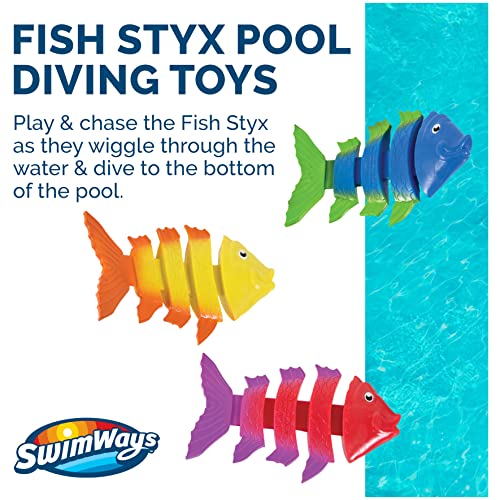 SwimWays Fish Styx Kids Fish-Shaped Pool Diving Toys (3 Pack), Bath Toys and Pool Party Supplies for Kids Ages 5 and Up