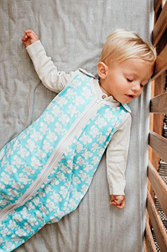 baby deedee Wearable Blanket Baby and Newborn, Baby Sleeping Bag, Sleeping Sack, Sleep Nest Lite, Teal Elephant, Small (0-6 Months)