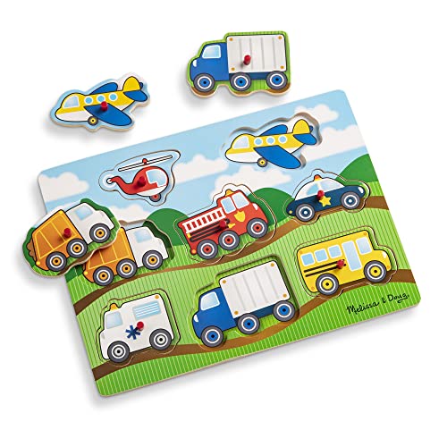 Melissa and Doug Vehicles Wooden Peg Puzzle (8 pcs)