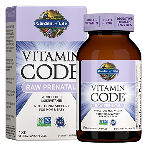 Garden of Life Prenatal Multivitamin for Women with Iron, Folate and Vitamin C and D3 for Neural Development and Probiotics for Immune Support – Vitamin Code – Non-GMO, Gluten-Free, Kosher, 60 Day Supply