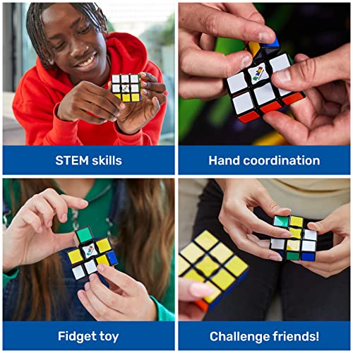 Rubik's Edge, 3x3x1 Cube for Beginners Single Layer Puzzle Retro Educational Brain Teaser Travel Fidget Toy, for Adults and Kids Ages 8 and up