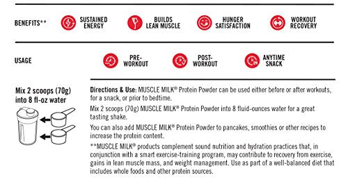 Muscle Milk Genuine Protein Powder, Chocolate, 4.94 Pound, 32 Servings, 32g Protein, 2g Sugar, Calcium, Vitamins A, C and D, NSF Certified for Sport, Energizing Snack, Packaging May Vary