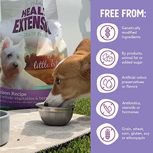 Health Extension Grain Free Little Bites for Dogs, Natural Food with Added Vitamins and Minerals, Perfect for Teacup, Toy and Miniature Dogs, Venison Recipe (12lb Bag)
