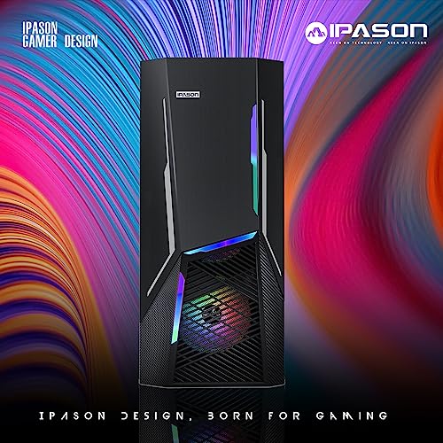 IPASON Gaming PC Desktop – Intel Core I7 12700F 2.1 GHz, NVIDIA RTX 3060 Ti GDDR6X, 1TB SSD, 1TB HDD, 16GB DDR4 RAM 3200, 650W PSU, Bluetooth, Wi-Fi 6, Windows 11 Home