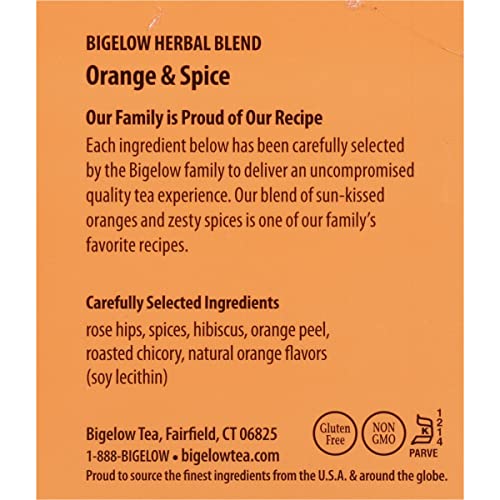 Bigelow Orange and Spice Herbal Tea, Caffeine Free, 20 Count (Pack of 6), 120 Total Tea Bags