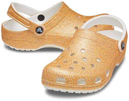 Crocs unisex adult Men's and Women's Classic Glitter Clog, Orange Sorbet Glitter, 8 Women 6 Men US