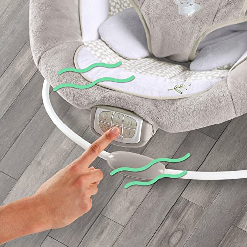 Ingenuity InLighten Baby Bouncer Infant Seat with Light Up Toy Bar, Vibrations, Tummy Time Pillow and Sounds, 0-6 Months Up to 20 lbs (Twinkle Tails Bunny)
