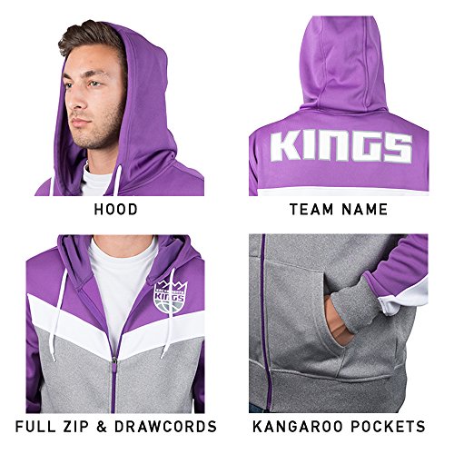 Ultra Game NBA Sacramento Kings Mens Soft Fleece Full Zip Jacket Hoodie, Team Color, Medium