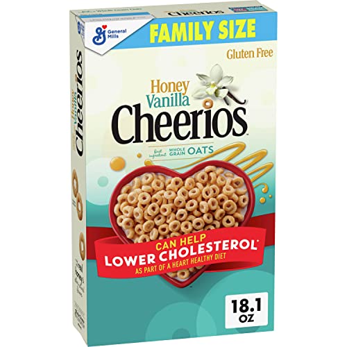Honey Vanilla Cheerios Heart Healthy Cereal, Gluten Free Cereal With Whole Grain Oats, Family Size, 18.1 OZ