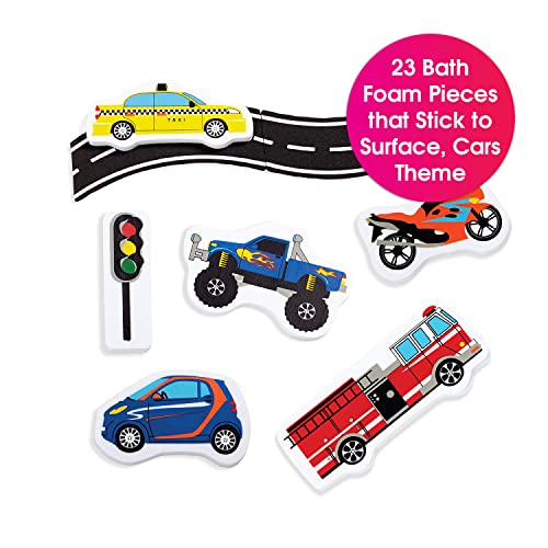 Edushape Magic Creations Foam Sticker Imaginative Bath Tub Activity Play Set, Traffic and Cars Theme