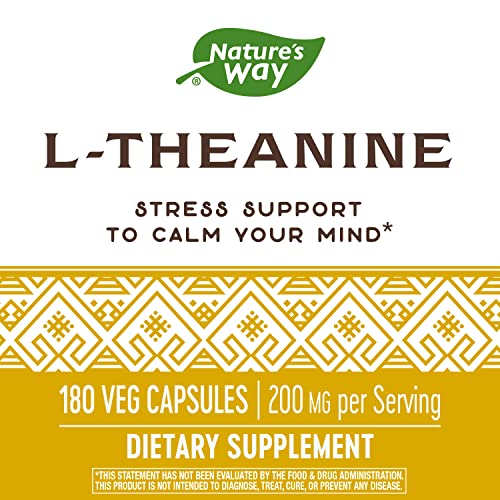 Nature's Way L-Theanine, Amino Acid, 200 mg Potency, 180 Capsules