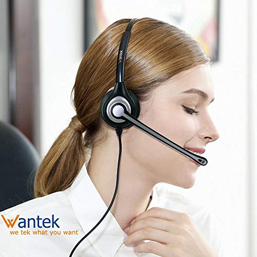 Wantek Corded Telephone Headset Mono w/Noise Canceling Mic Compatible with ShoreTel Plantronics Polycom Zultys Toshiba NEC Aspire Dterm Nortel Norstar Meridian Packet8 Landline Deskphones(F600S2)