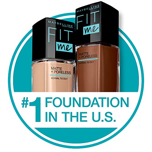 Maybelline Fit Me Matte + Poreless Liquid Foundation Makeup, Natural Tan, 1 fl. oz. Oil-Free Foundation