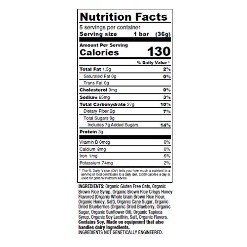 Don't Go Nuts Nut-Free Organic Chewy Granola Bars, Blueberry, 30 Count, Non GMO, Gluten Free