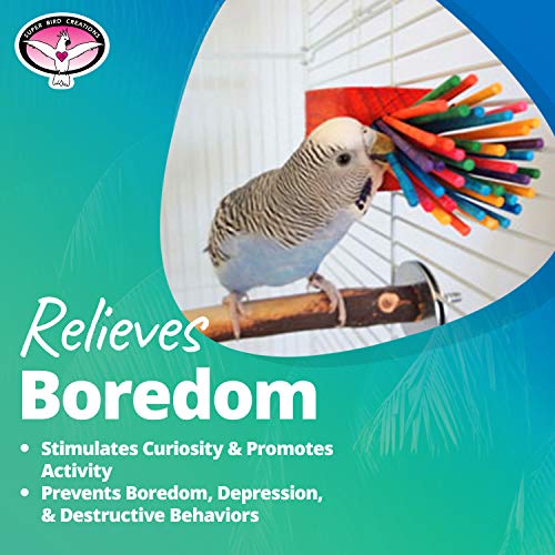 Super Bird Creations SB301 Chewable Paper Party Bird Toy with Colorful Lollipop Sticks, Large Size, 6.5” x 1.5” x 1.5”,Varies