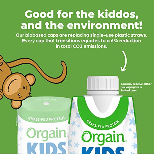 Orgain Organic Kids Protein Nutritional Shake, Vanilla - 8g of Protein, 22 Vitamins and Minerals, Fruits and Vegetables, Gluten Free, Soy Free, Non-GMO, 8.25 Fl Oz (Pack of 12)