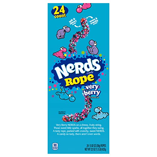 Nerds Rope Gummy and Crunchy Very Berry Candy, 0.92 oz, 24 ct
