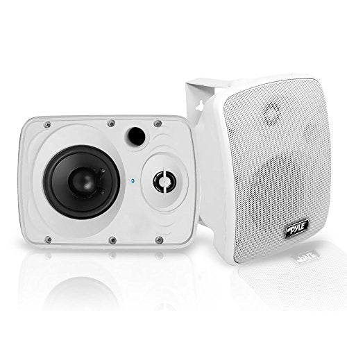 Pyle Outdoor Waterproof Wireless Bluetooth Speaker - 5.25 Inch Pair 2-Way Weatherproof Wall/Ceiling Mounted Dual Speakers w/Heavy Duty Grill, Universal Mount, Patio, Indoor Use PDWR54BTW (White)