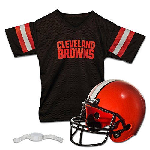 Franklin Sports NFL Cleveland Browns Kids Football Helmet and Jersey Set - Youth Football Uniform Costume - Helmet, Jersey, Chinstrap - Youth M