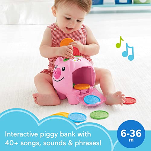 Fisher-Price Laugh and Learn Baby Learning Toy Smart Stages Piggy Bank With Music and Phrases For Infant To Toddler Ages 6+ Months