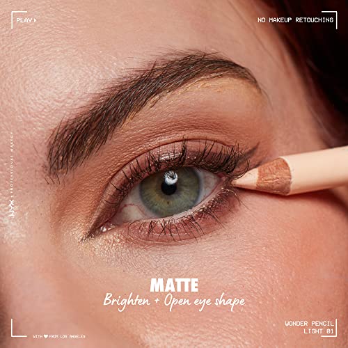 NYX PROFESSIONAL MAKEUP Wonder Pencil, Multi-Use Micro Highlighter and Concealer Stick - Light