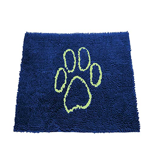 Dog Gone Smart Dirty Dog Microfiber Paw Doormat - Muddy Mats For Dogs - Super Absorbent Dog Mat Keeps Paws and Floors Clean - Machine Washable Pet Door Rugs with Non-Slip Backing | Large Marine