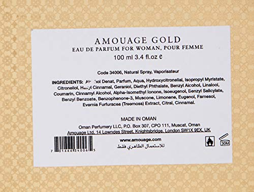 AMOUAGE Gold Women's Eau de Parfum Spray, 3.4 Fl Oz