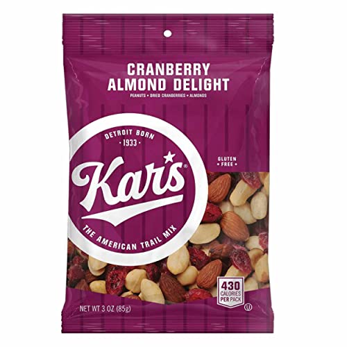 Kar’s Nuts Cranberry Almond Delight Trail Mix, 3 oz Individual Packs – Bulk Pack of 42, Gluten-Free Snacks
