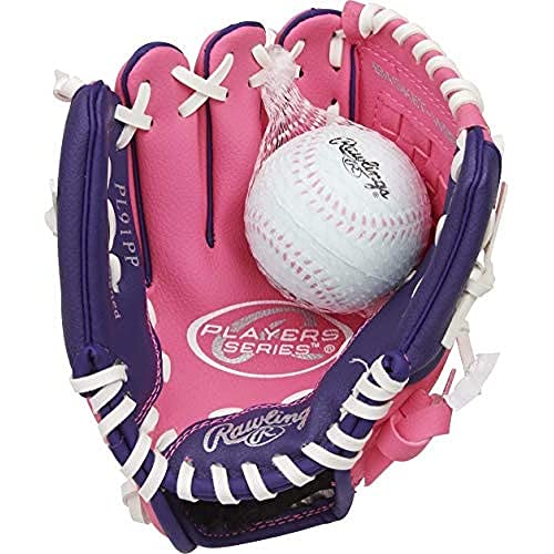 Rawlings Players Series 9' Youth Baseball Glove Left Hand Throw, Pink/Purple
