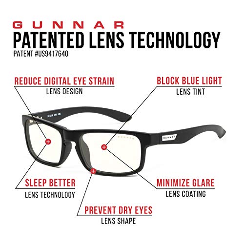 GUNNAR - Premium Gaming and Computer Glasses for Kids (age 12+) - Blocks 35% Blue Light - Cruz, Onyx, Clear Tint