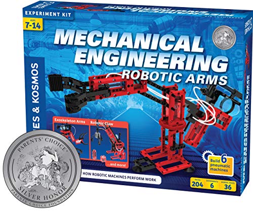 Thames and Kosmos Mechanical Engineering: Robotic Arms STEM Experiment Kit | Build 6 Pneumatic Machines | Robotic Claw, Exoskeleton Arms and More | Explore Air Pressure and Robotics | Ages 7+