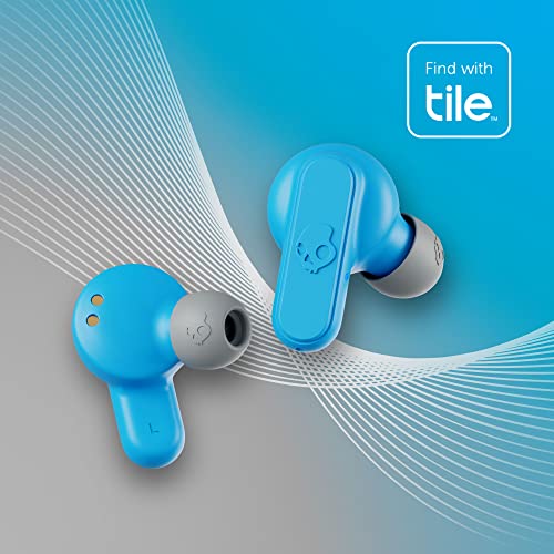 Skullcandy Dime 2 True Wireless In-Ear Bluetooth Earbuds, Use with iPhone and Android. Charging Case, Tile, and Microphone. Best for Gym, Sports, and Gaming, IPX4 Sweat and Dust Resistant - Grey/Blue