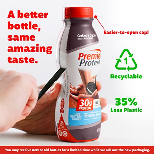 Premier Protein Shake, Cookies and Cream, 30g Protein, 1g Sugar, 24 Vitamins and Minerals, Nutrients to Support Immune Health 11.5 fl oz (12 Pack)