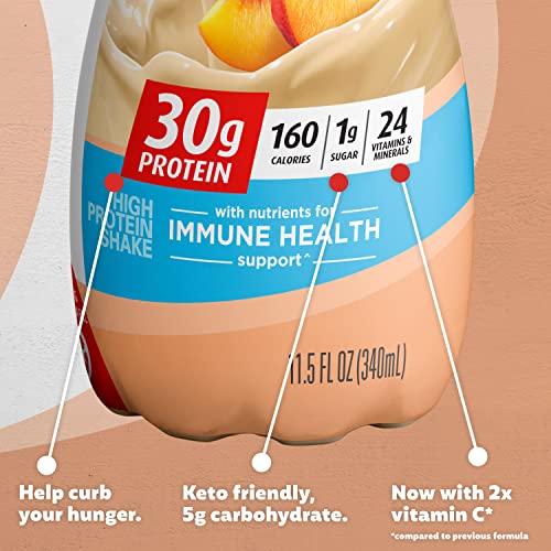 Premier Protein Shake 30g 1g Sugar 24 Vitamins Minerals Nutrients to Support Immune Health 11.5 12 Pack, Peaches and Cream, 138 Fl Oz