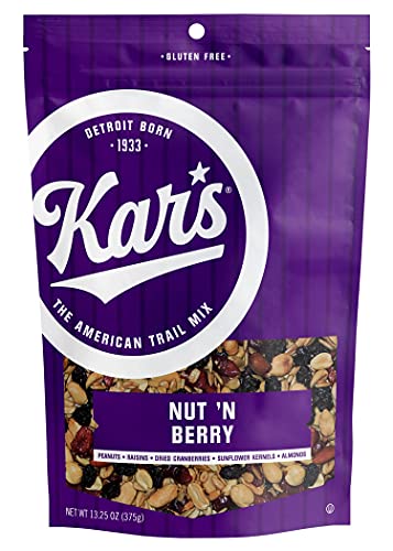 Kar’s Nuts Nut ‘N Berry Trail Mix, 13.25 oz Individual Snack Packs - Pack of 6 - No Salt Added Snack Mix for Long-Lasting Energy