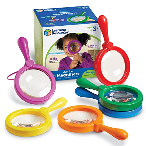 Learning Resources Jumbo Magnifiers - 6 Pieces, Ages 3+ Toddler Learning Toys, Exploration Toys for Kids, Magnifiers for Kids