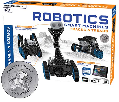 Thames and Kosmos | Robotics Smart Machines: Tracks and Treads | for Kids 8+ | STEM Kit Builds 8 Robots | Color Manual to Help with Assembly | Requires Tablet or Smartphone | Parents' Choice Silver Award
