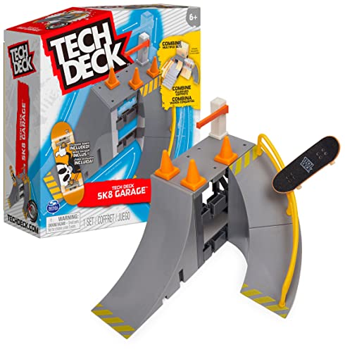 TECH DECK, Sk8 Garage X-Connect Park Creator, Customizable and Buildable Ramp Set with Exclusive Fingerboard, Kids Toy for Boys and Girls Ages 6 and up