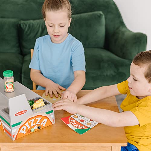 Melissa and Doug Top and Bake Wooden Pizza Counter Play Set (41 Pcs) - Pizza Toy Wooden Play Food Set, Pretend Pizza Sets For Kids Ages 3+
