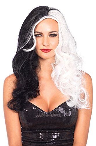 Leg Avenue womens Two Tone Wig Costume Accessories, Black/ White, One Size US
