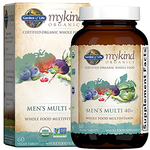 Garden of Life mykind Organics Whole Food Multivitamin for Men 40+, 60 Tablets, Vegan Mens Multi for Health, Well-Being Certified Organic Whole Food Vitamins, Minerals for Men Over 40, Mens Vitamins
