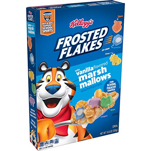 Frosted Flakes Cold Breakfast Cereal, 7 Vitamins and Minerals, Kids Snacks, Original with Vanilla Flavored Marshmallows (10 Boxes)