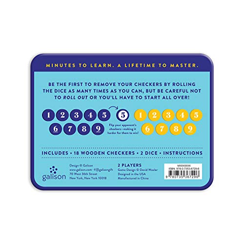 Galison Roll Out! Game – Fun, Easy to Play Dice Game for Kids, Ideal for 2 Players, Ages 6+ – Convenient Storage Tin and Instructions Included, Great Travel Activity for Kids