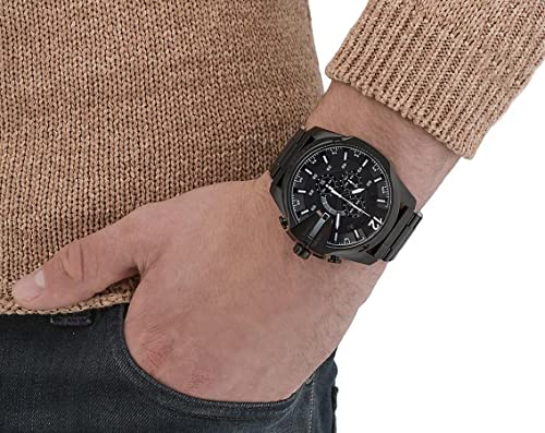 Diesel Men's 59mm Mega Chief Quartz Stainless Steel Chronograph Watch, Color: Black (Model: DZ4283)