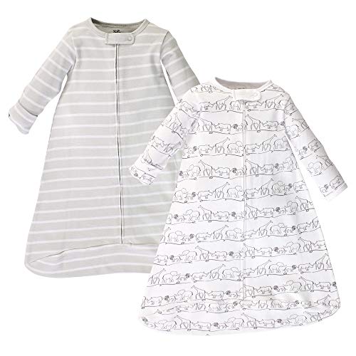 Touched by Nature Unisex Baby Organic Cotton Long-Sleeve Wearable Sleeping Bag, Sack, Blanket, Safari, 3-9 Months